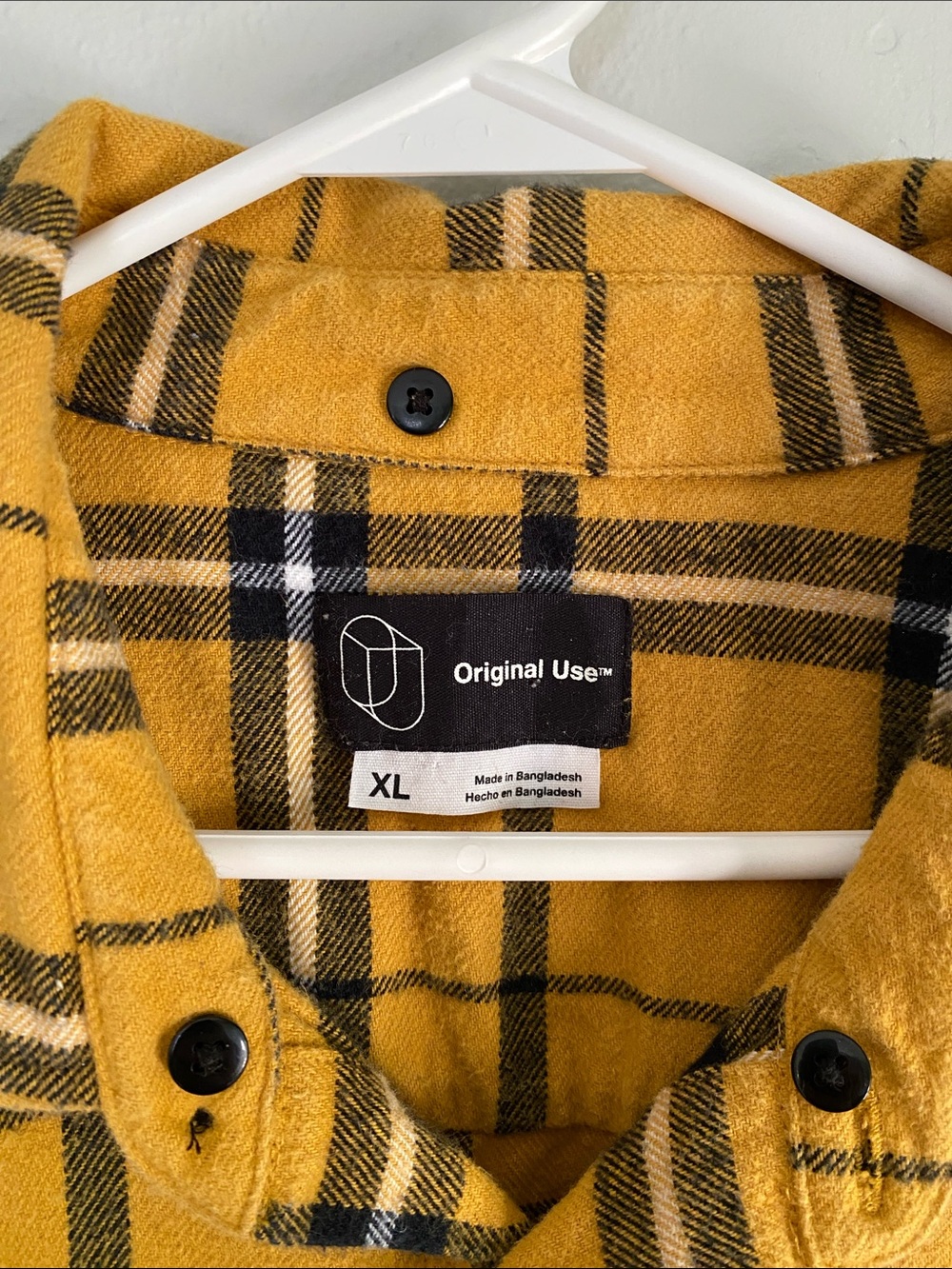 Original Use Yellow and Black Plaid Button-Up Shirt - Picture 2 of 4